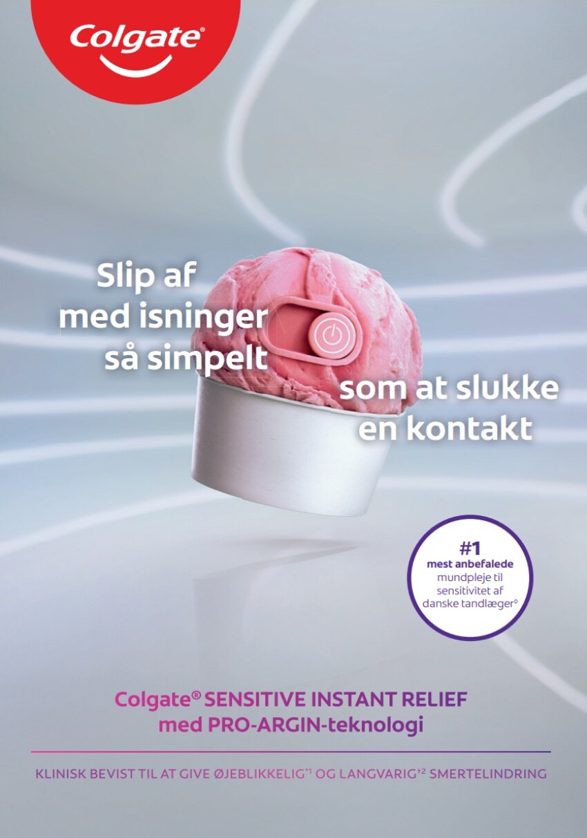 Trykt materiale: Colgate Sensitive Instant Relief, lindring af isninger.